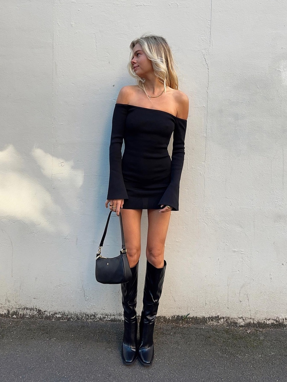 NEW Princess Polly Black Strapless Mini Dress with Flared Sleeves with Tags